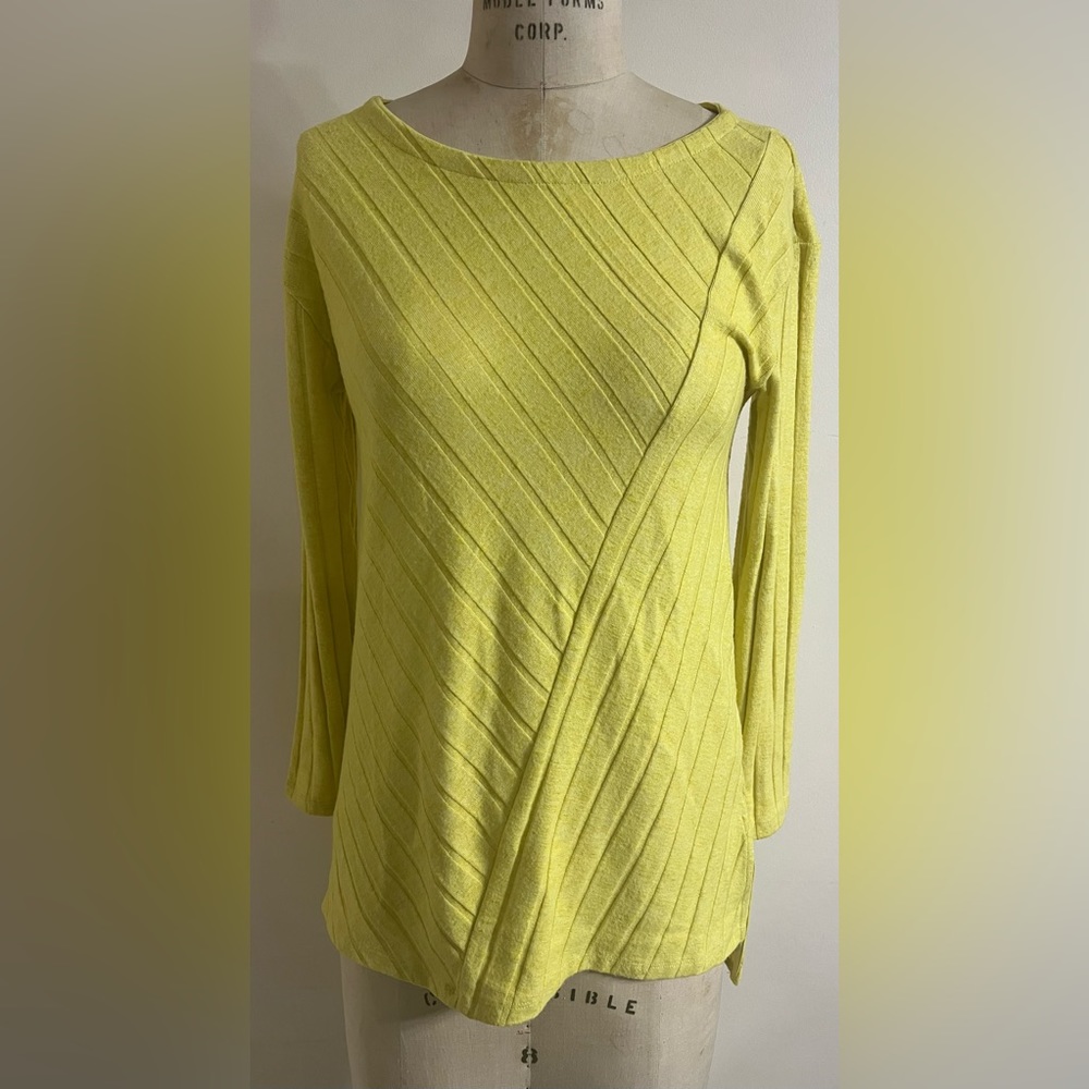 Anthropologie Maeve Devine Chartreuse Tunic Top Size M